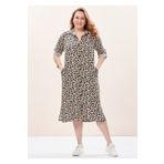 EVEN plus size Leopar Desenli Viskon Cepli Büyük Beden Gömlek Elbise