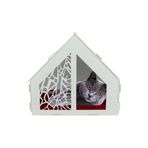 Evene Büyük Kedi Evi Dekoratif Ahşap Dayanıklı 50x35 cm Kedi Yatağı Mağarası (SEPERATÖR, Kulübe, SİYAH)
