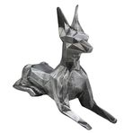 Evene Dekoratif Köpek Biblo Heykel El Yapımı Doberman Hediyelik Süs Eşyası Poly Model Tasarım Ürünü, GÜMÜŞ ESKİTME