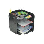 Evene Dosya Düzenleyici Masa Üstü Organizer Ahşap Evrak Raflı Model 2 - Siyah