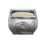 Evene Gümüş Eskitme Mumluk Şamdan Tealight Mum Uyumlu Mini Çizgili Çiçekli Model 8682874833032