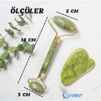 Evene Jade Roller Cilt Masaj Aleti Çift Taraflı Doğal Yeşim Taşı - Yeşil