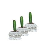 Evene Mini Çiçek Saksı Küçük Sukulent Kaktüs Saksısı 3'lü Set Çiçekli Fiyonklu Model - Gümüş