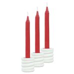 Evene Mumluk Şamdan 3 Adet Tealight ve İnce Mum Uyumlu Spiral Model, Beyaz