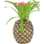 Evene Saksı Çiçek Kaktüs Saksısı Lüx 15 cm Varak Boyalı Ananas Desen Saksı Çiçeklik - Siyah - Altın