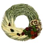 Event Party Store 35 cm Yılbaşı Başaklı Yeşil Dallı Çelenk Kapı Süsü