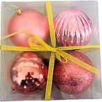 Event Party Store 4'lü Set 10 cm Plastik Rose Yılbaşı Top Ağaç Süsü
