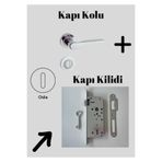 EVEO Rozetli Nikel Lüks 2019 Oda Kapı Kolu Ve Kilit (TAKIM HALİNDEDİR.)