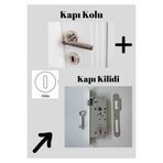 EVEO ROZETLİ NİKEL LÜKS PARİS ODA KAPI KOLU VE KİLİT ( TAKIM HALİNDEDİR) KOL+ KİLİT