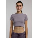 Ever Relaxed Rib Mürdüm Kadın Crop Tişört - XL