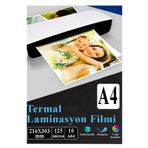 everart Laminasyon Filmi Parlak A4 10 lu 1 Paket 125 Mikron Laminasyon Kaplama Pvc Kaplama Poşeti 10 Adet