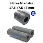 everart Yuvarlak Delikli Mıknatıs Mini 25 Adet 17,5x7,5x3 mm Mini Mıknatıs Seramik Kömür halka mıknatıs