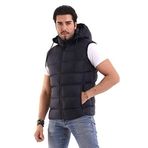 EVEREST ERKEK SPOR GÜNLÜK SİLİKON DOLGU ÇIKARTILABİLEN FERMUARLI KAPÜŞON 3 CEPLİ ŞİŞME YELEK (S, LACİVERT)