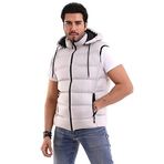 EVEREST ERKEK SPOR GÜNLÜK SİLİKON DOLGU ÇIKARTILABİLEN FERMUARLI KAPÜŞON 3 CEPLİ ŞİŞME YELEK (XXL, TAŞ RENGİ)