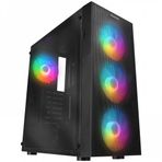 Everest FACED-V1 4x12 cm Mesh Power Yok Sabit Rainbow Fan Temperli Cam Yan Panel ATX Gaming Kasa