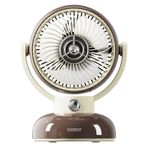 Everest FAN12 Kahve 1200 mAh 3 Hız Kademe Led Işıklı Retro Masaüstü USB Fan Şarjlı Vantilatör