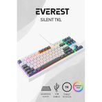 Everest Kb-98 Sılent Tkl Beyaz/gri Mavi Rainbow Q Membrane Klavye beyaz-gri