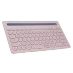 Everest KB-BT84 Bluetooth 5.0 Ultra İnce+Şarjlı Q Mac/Win/Android/Ios Tv-Telefonlara Uyumlu 10 Metre Mesafeli Sürekli Kullanımda 2.5 saat Şarjlı Tüm Akıllı Cihazlara Uyumlu Kablosuz klavye (Pembe/Gri)