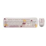 Everest KM-6284 Whisker Renkli Tuşlu Bej Kablosuz Q Klavye + Mouse Set