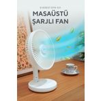 Everest Masaüstü Şarj Edilebilir 3 Kademeli 1200mah Bataryalı Beyaz Usb Fan Vantilatör