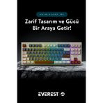 Everest SILENT TKL Ultra Sessiz Rainbow Q Türkçe Klavye Membrane Oyuncu Klavyesi Beyaz/Gri/Kahve