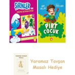 Everest Yayınları Şirinler ile Hikayeli Boyama Kitabı - Şirinler Salatası + Pırt Çocuk 1 - Ilk Koku + Yaramaz Tavşan Masalı