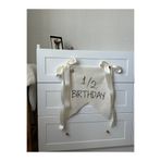 Everly Sign Bebek Doğum Günü Süslemesi Flama, Bej Kumaş Dekor Duvar Örtüsü, Arka Plan Banner 35x40