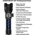 Everton RT-397 Profesyonel Beyaz Lazer LED El Feneri - 1000 Lümen Şarjlı Dijital Göstergeli Taktik Fener
