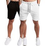 EVERWORTH Erkek Günlük Antrenman Şortu Spor Salonu Egzersiz Fitness Kısa Vücut Geliştirme Koşu Koşu Kısa Pantolon, 2 Paket (Beyaz - Siyah), S