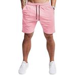 EVERWORTH Erkek Günlük Antrenman Şortu Spor Salonu Egzersiz Fitness Kısa Vücut Geliştirme Koşu Koşu Kısa Pantolon, Pembe, S