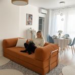 Evessan 100X200 Kanepe - Fitilli Kadife Yıkanır Silinir Pratik Yer Yatağı Kiremit Turuncu Renk