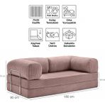Evessan 90X180 Kanepe - Fitilli Kadife Yıkanır Silinir Pratik Yer Yatağı 90X180CM - Gül Kurusu