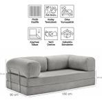 Evessan 90X180 Kanepe - Fitilli Kadife Yıkanır Silinir Pratik Yer Yatağı 90X180CM - Gümüş - Gri
