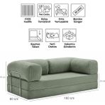 Evessan 90X180 Kanepe - Fitilli Kadife Yıkanır Silinir Pratik Yer Yatağı 90X180CM - Yeşil