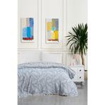 EVFENDİ Plume Lacivert 3 Katlı Jakarlı Çift Kişilik Müslin Pike Yatak Örtüsü 220x240 cm