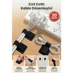 Evgereçlerim Kablo Düzenleyici Cırt Cırtlı Yapışkanlı Bant Masa Altı Duvar Sabitleyici Tutucu Klips Güç Şarj USB Toplayıcı Organizer Şerit Seti