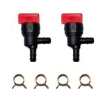 EVGW 90 Derece Yakıt Kapatma Vanası, 1/4 "Çim Biçme Makinesi, Bahçe Traktör Basınçlı Yıkama Kar Püskürtme Makinesi, 698181 494539 697944 Tecumseh 35857'yi Hortum Kelepçeleri ile Değiştirin, 2 Paket