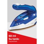 Evia Katlanabilir Dikey Ütüleme Özellikli 1100W Şok Buharlı Seyahat Ütüsü Mavi Seramik Tabanlı