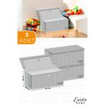Evida 3 Adet Mini Çok Amaçlı Saklama Kutusu,oyuncak Kutusu,organizer,kutu Hurç Gri Çizgili Desen 40x30x25