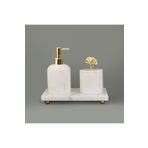 Evidea Bath 3'lü Mermer Banyo Seti - Beyaz