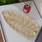 Evidea Deco Leaf Beyaz Gold 37x16 cm Dekoratif Tabak
