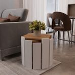 Evidea | Eco Room İnci 3'lü Sekizgen Zigon Sehpa - Atlantik Çam / Beyaz - 38,5x36x36 cm