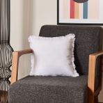 Evidea Ethnic Soft Beyaz 40x40 cm Saçak Detaylı Kırlent