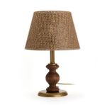 Evidea | Evidea Lighting Fiona Ahşap Abajur - Ceviz Ayak / Kahverengi Başlık - 40 cm