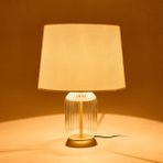 Evidea | Evidea Lighting Gold Metal Detaylı Kumaş Başlıklı Cam Ayaklı Abajur - Bej - 52 cm