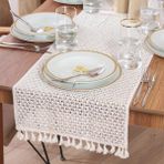 Evidea | Evidea Soft Dantel Örgü Runner - Bej - 35x145 cm