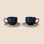 Evidea | Keramika 2'li Stoneware Çay ve Latte Fincan Seti - Renkli