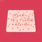 Evidea Kitchen Baby It's Cold Outside Taş Renkli 10x10 cm Bardak Altlığı