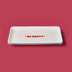 Evidea Kitchen Be Happy Kırmızı Pembe 13x18 CM Servis Tabağı