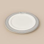Evidea Kitchen Elegant Curves Porselen Servis Tabağı - Siyah / Beyaz - 25 cm - Siyah - Beyaz - Montajsız